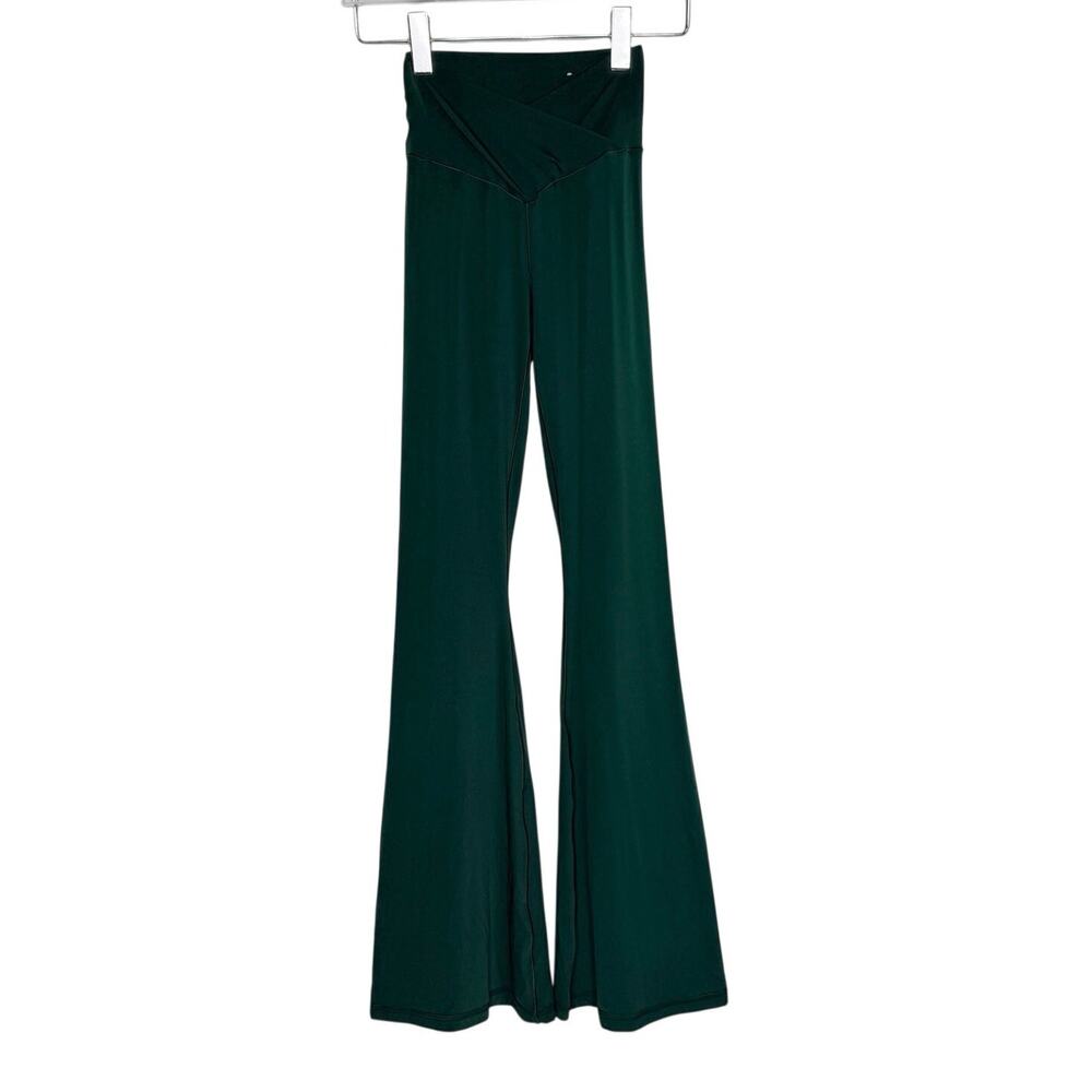Offline by Aerie High Rise Flare Pants Green S Crisscross Waist Stretch Active